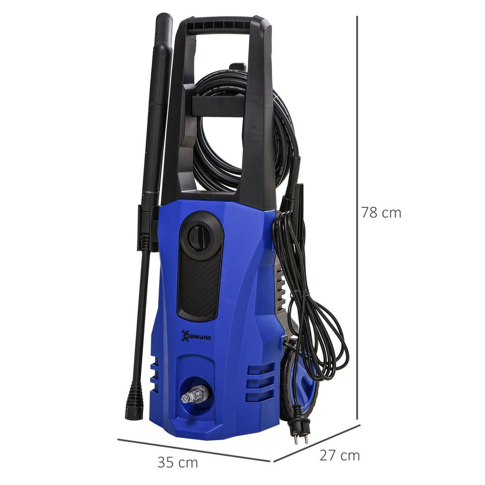 DURHAND High-Performance Power Washer 1800W, 150 Bar, 510 L/h, Blue - anydaydirect