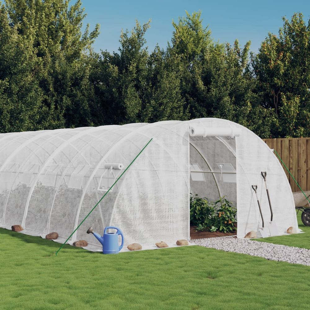 vidaXL Greenhouse with Steel Frame White 24 m² 6x4x2 m - anydaydirect