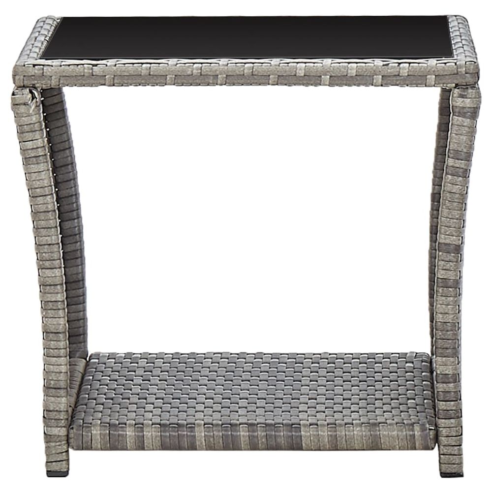 Coffee Table Grey 45x45x40 cm Poly Rattan and Glass - anydaydirect