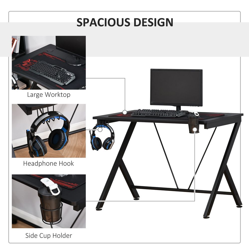 Gaming Desk Computer Table Metal Frame  Black - anydaydirect