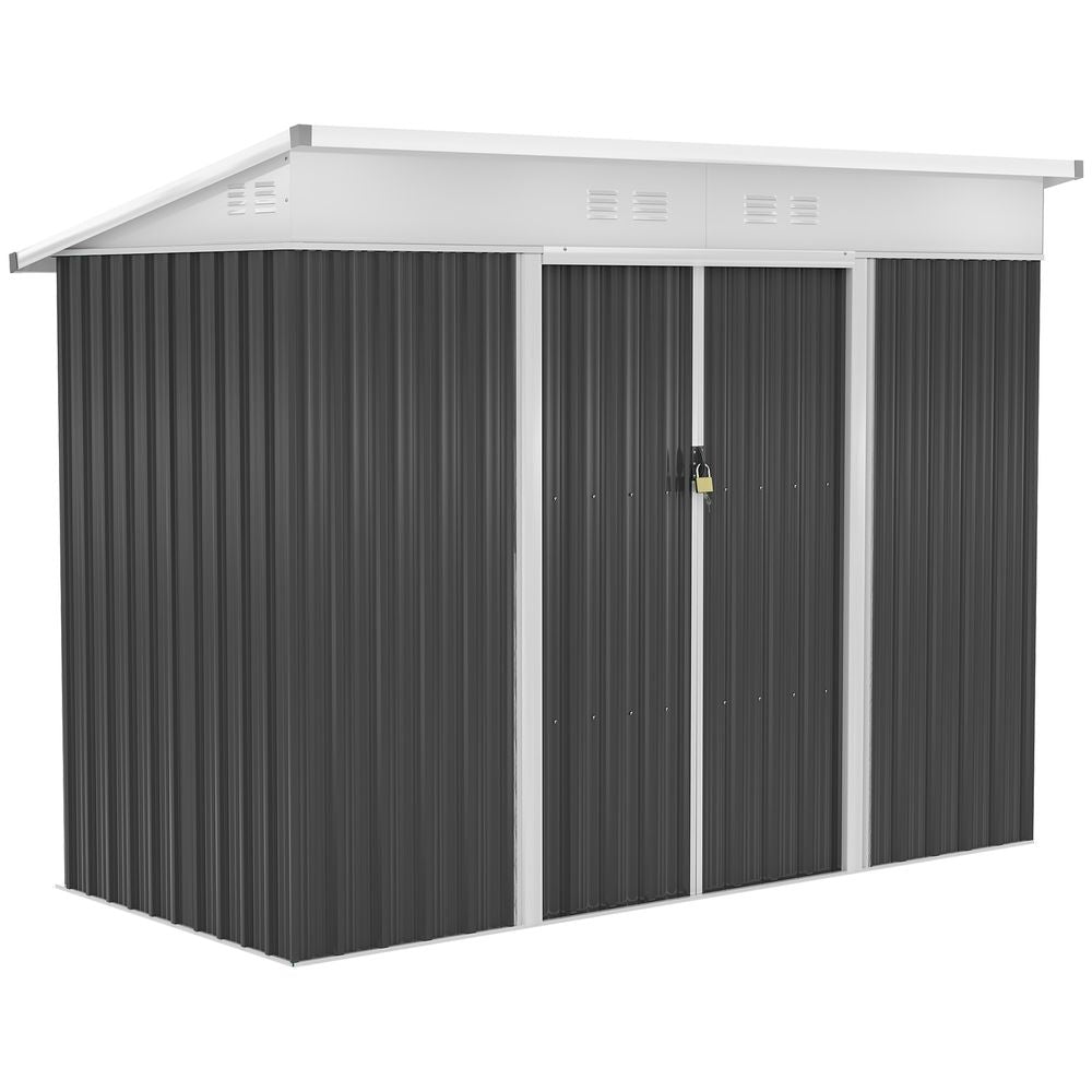 Outsunny Pend Garden Storage Shed w/ Sliding Door Ventilation Window Sloped Roof - anydaydirect