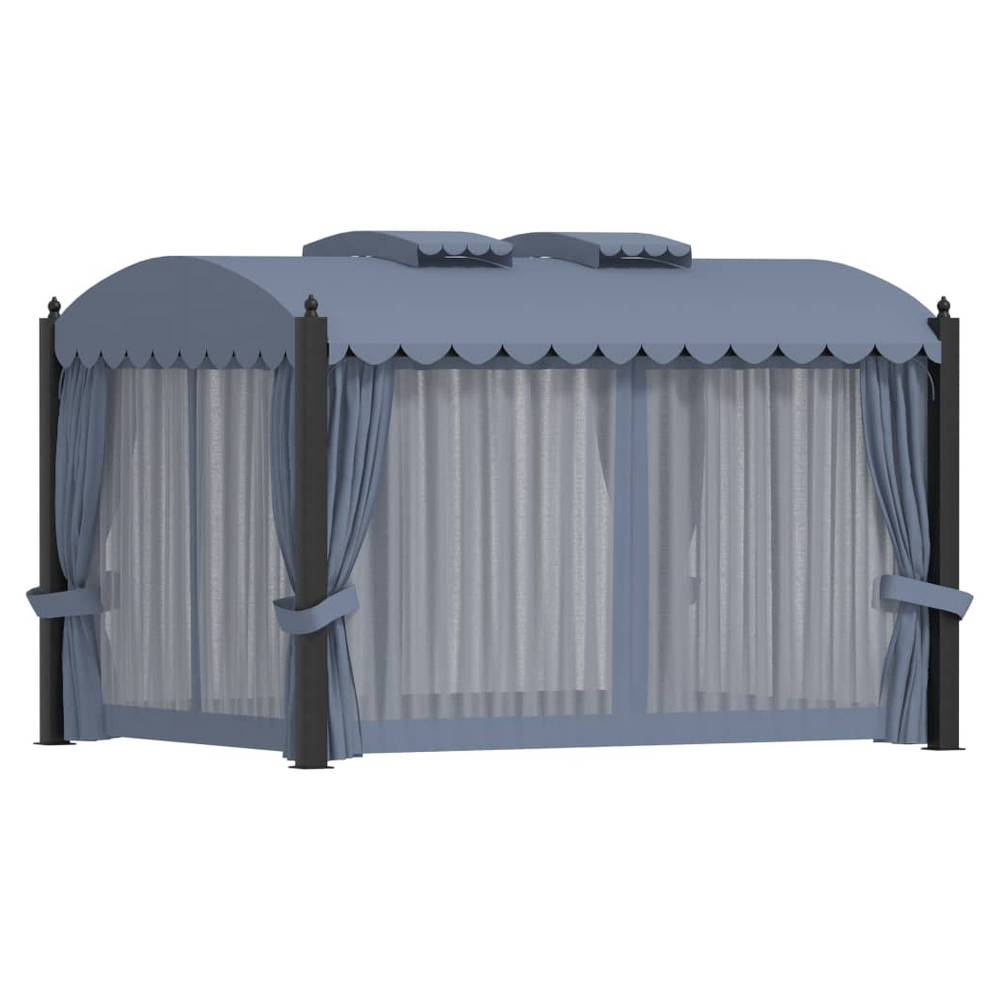 Gazebo with Curtains 3x4 m Anthracite Steel - anydaydirect