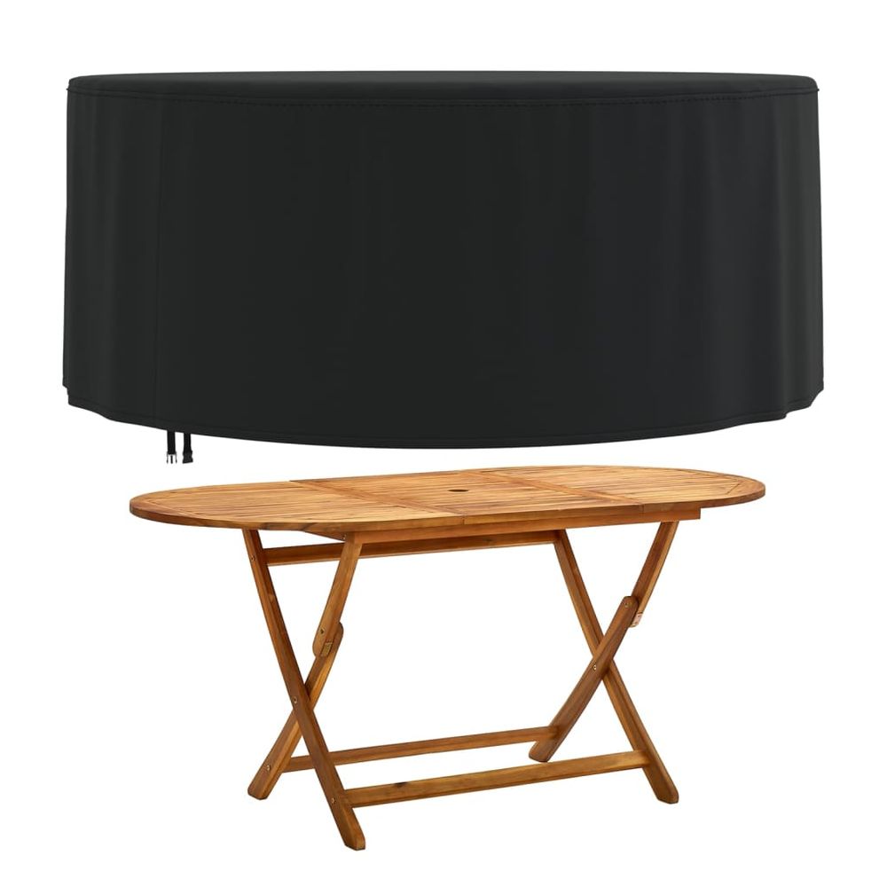 vidaXL Garden Furniture Cover Round Black Ø 182x71 cm 420D Oxford - anydaydirect