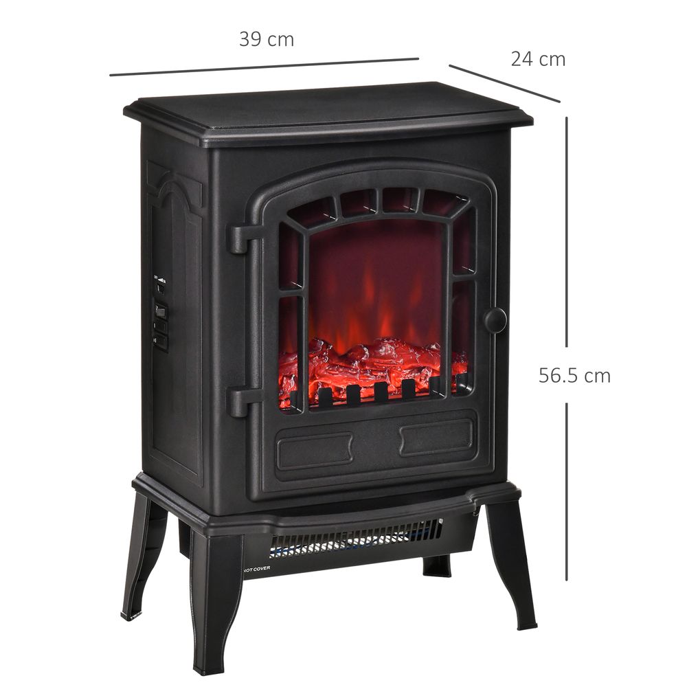 Free standing Electric Fireplace Stove Flame Effect Overheat Safety Protectio - anydaydirect