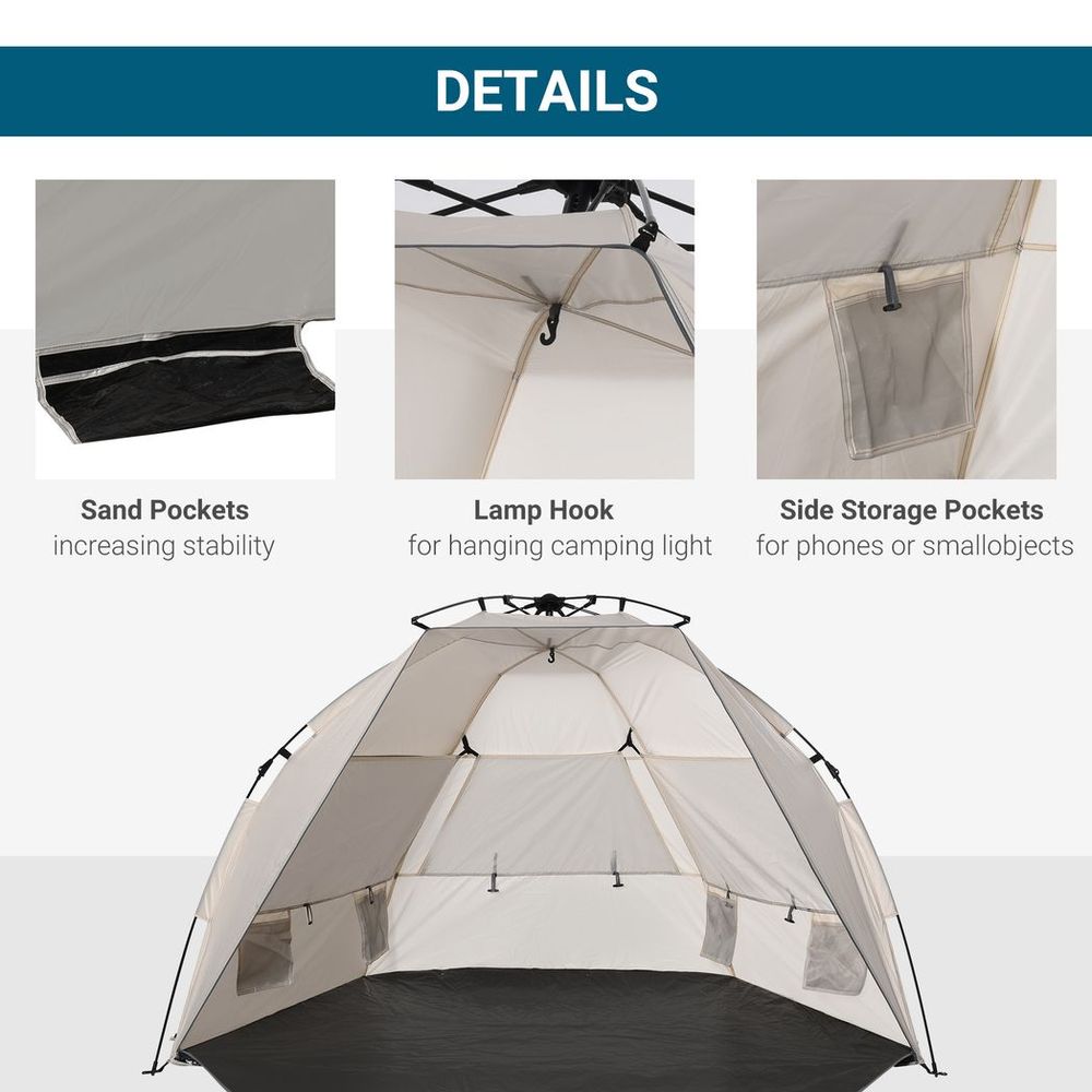 1-2 Man Pop-Up Beach Tent Sun Shade Shelter UV 20+ Protection Floor - anydaydirect