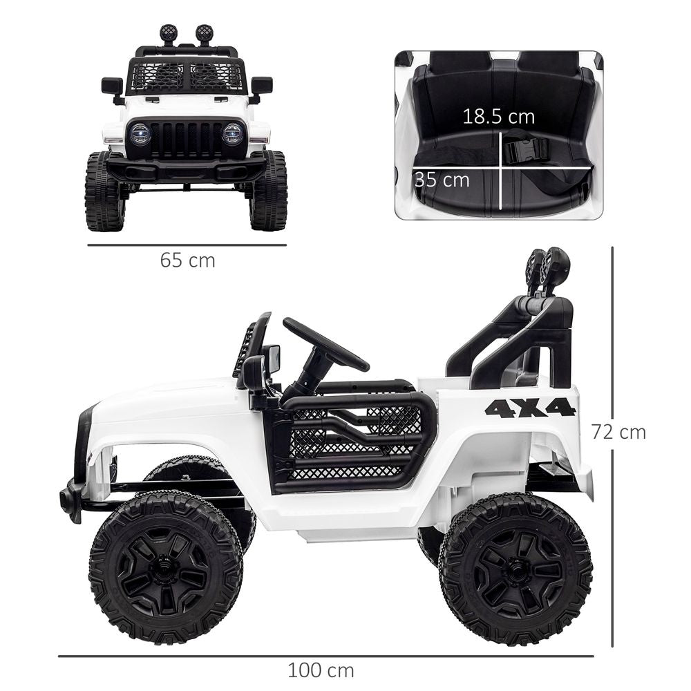12V Kids Electric Ride On Car Truck Off-road Toy Remote Control White HOMCOM - anydaydirect