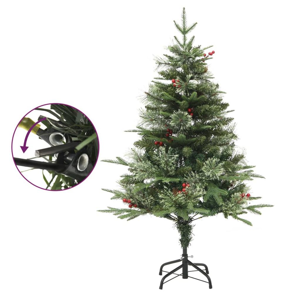 Christmas Tree with LEDs&Pine Cones Green 120 cm PVC&PE - anydaydirect