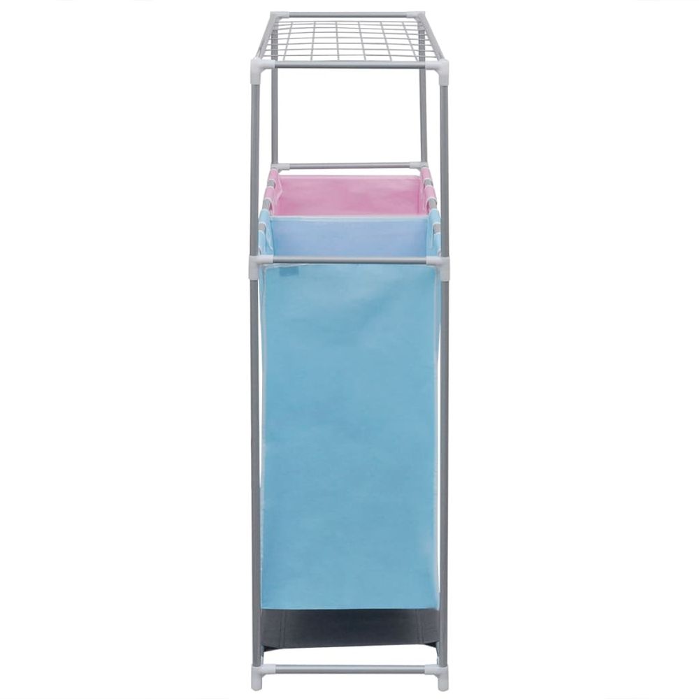 2-Section Laundry Sorter Hampers 2 pcs with a Top Shelf for Drying - anydaydirect