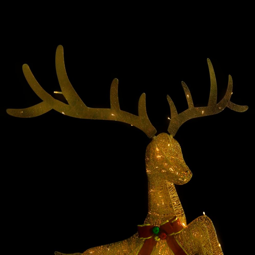 Flying Reindeer Christmas Decoration 120 LEDs Gold Warm White - anydaydirect