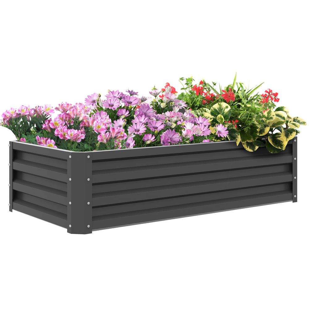 Outsunny Raised Garden Bed Elevated Planter Box for Flowers Light Grey - anydaydirect