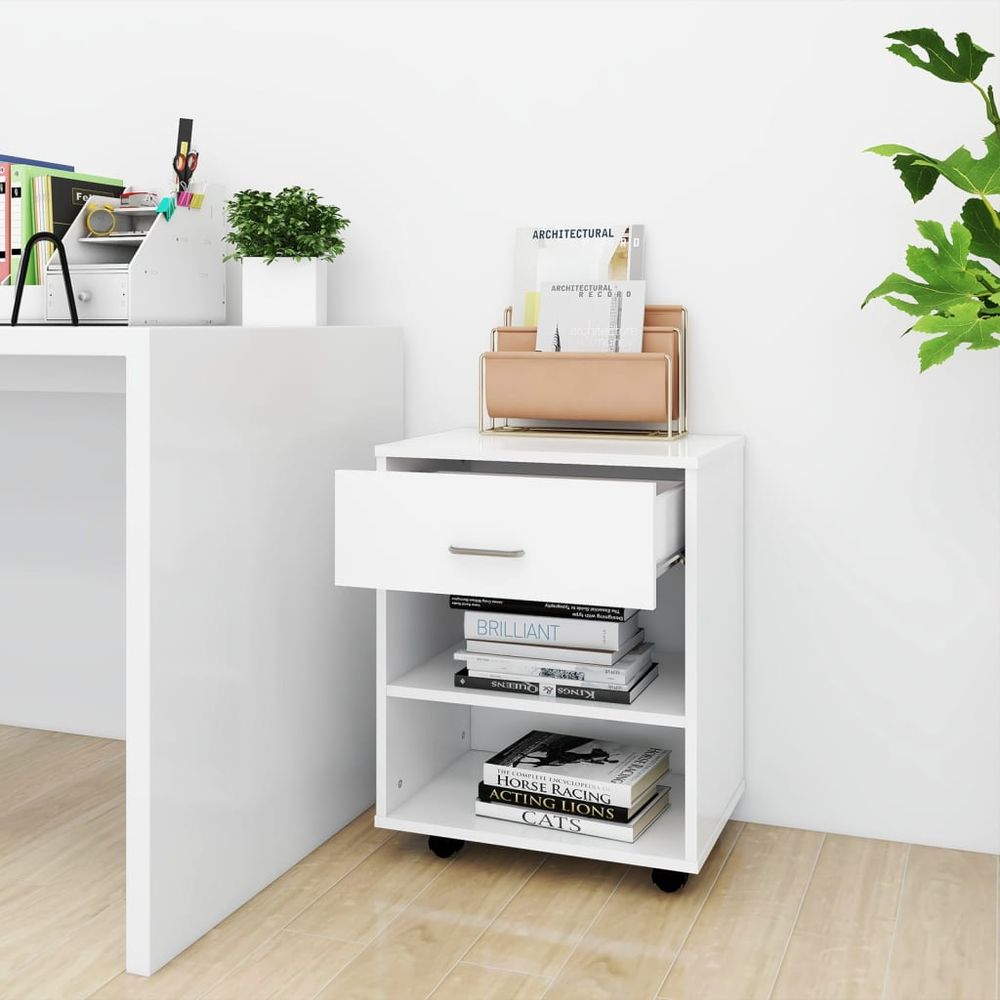 Rolling Cabinet White 46x36x59 cm Engineered Wood - anydaydirect