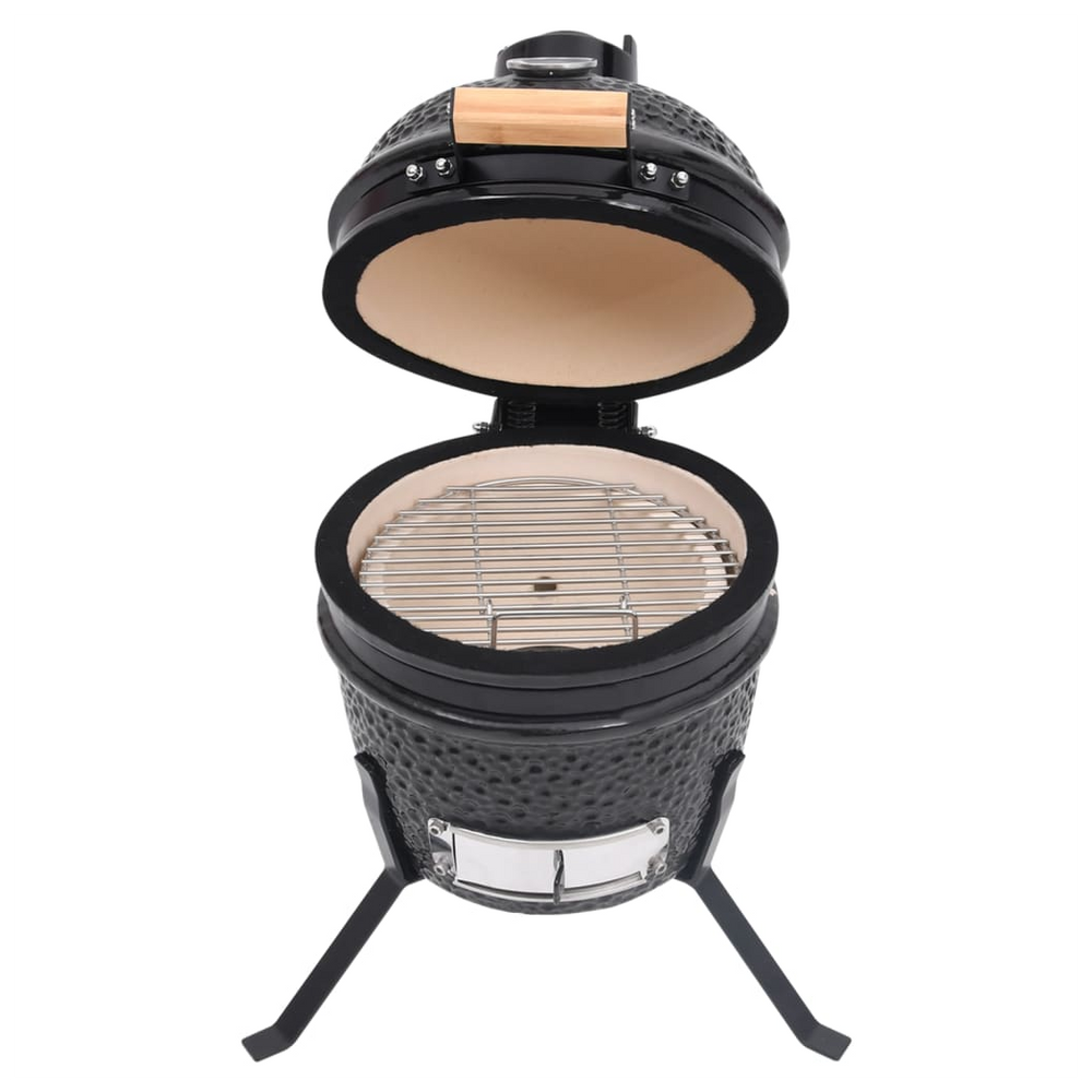 2-in-1 Kamado Barbecue Grill Smoker Ceramic 56 cm Black - anydaydirect