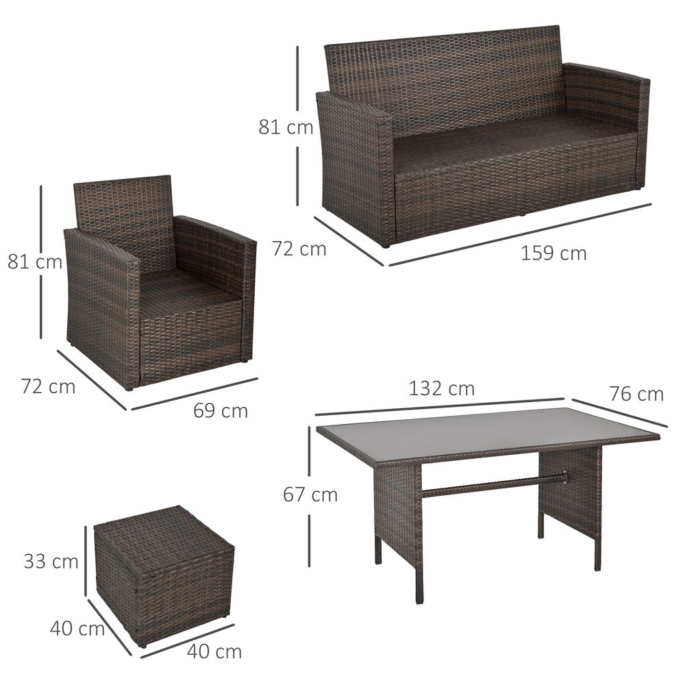 6 PCS Patio PE Rattan Sofa Furniture Set Dining Table Outsunny - anydaydirect