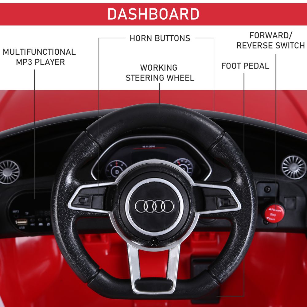 12V Battery Licensed Audi TT Ride On Car w/ Remote Headlight MP3 Red - anydaydirect
