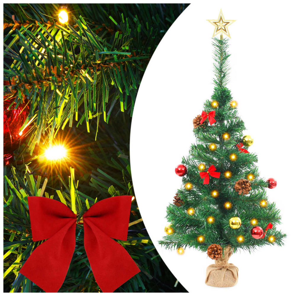 Artificial Christmas Tree with Baubles and LEDs Green 64 cm - anydaydirect