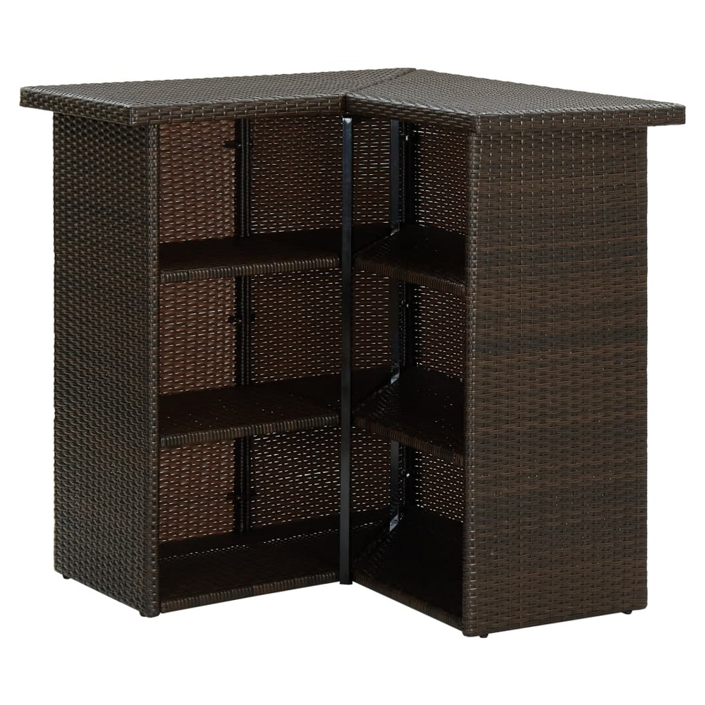 Corner Bar Table Brown 100x50x105 cm Poly Rattan - anydaydirect