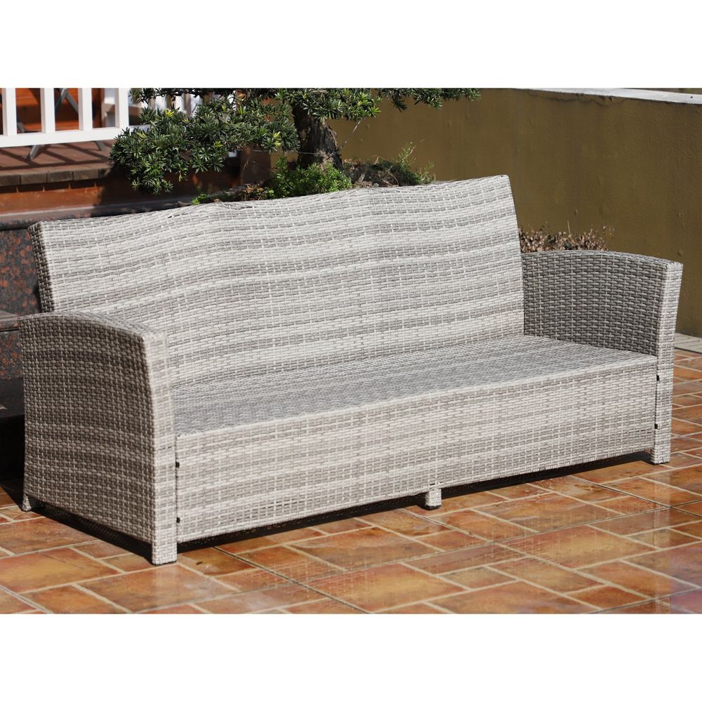 6Pcs Rattan Dining Set Sofa Table Footstool Outdoor w/ Cushion Garden Furniture - anydaydirect