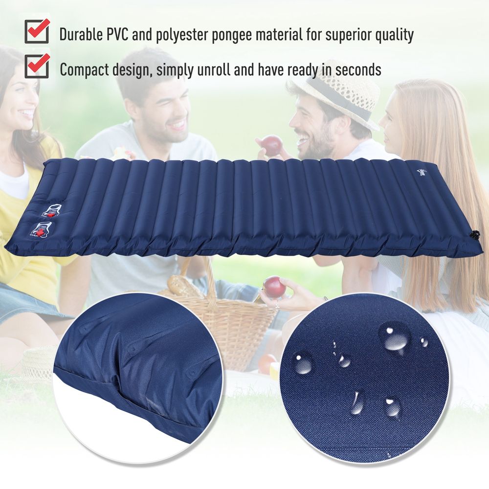 Inflatable Bed Double Mattress Camping Sleeping Outdoor Travel Blue Outsunny - anydaydirect