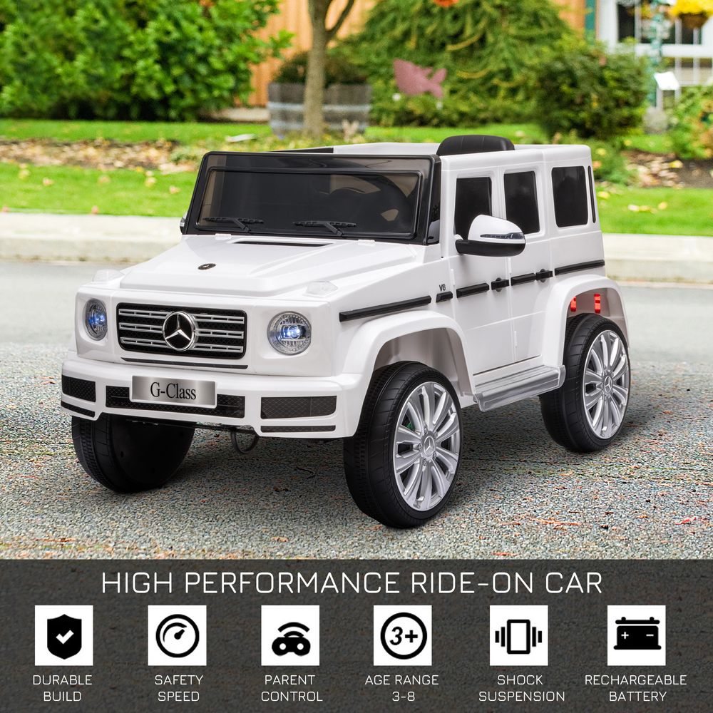 Mercedes Benz G500 12V Kids Electric Ride On Car Remote Control White HOMCOM - anydaydirect