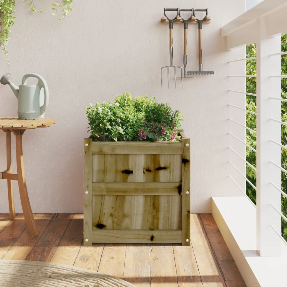 vidaXL Garden Planter 50x50x50 cm Impregnated Wood Pine - anydaydirect