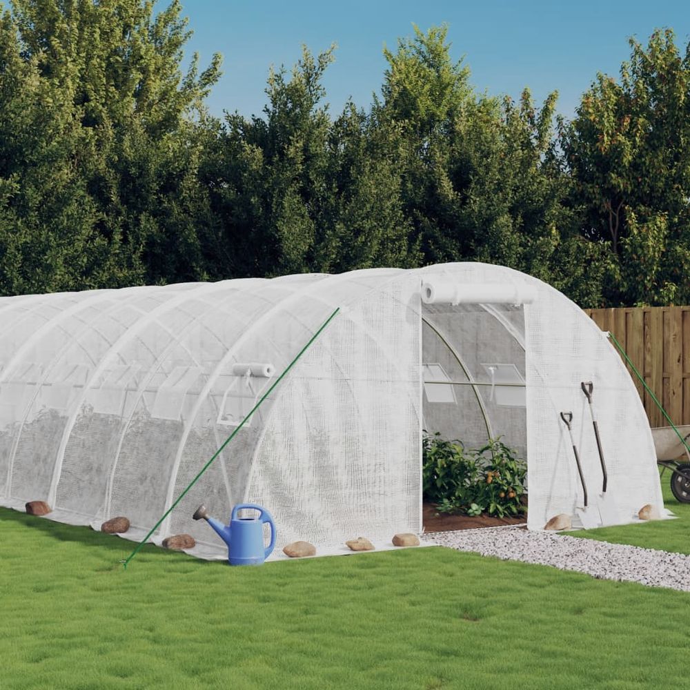 vidaXL Greenhouse with Steel Frame White 96 m² 24x4x2 m - anydaydirect