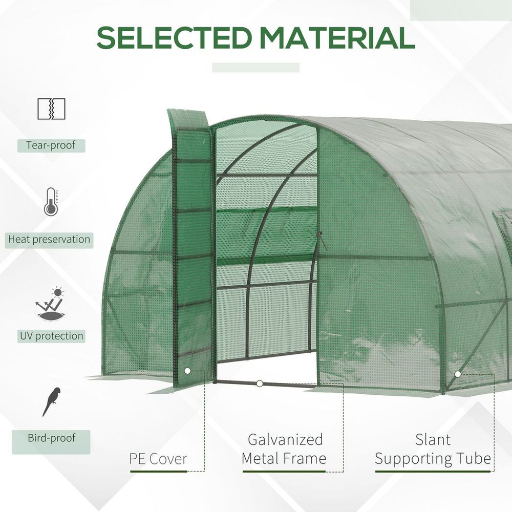 6 x 3M Reinforced Walk-in Polytunnel Garden Greenhouse Steel Frame - anydaydirect