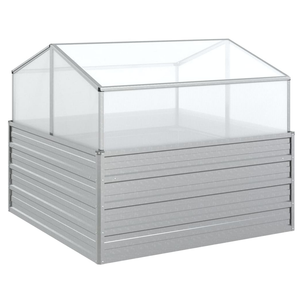 Garden Raised Bed with Greenhouse 100x100x85 cm Silver - anydaydirect