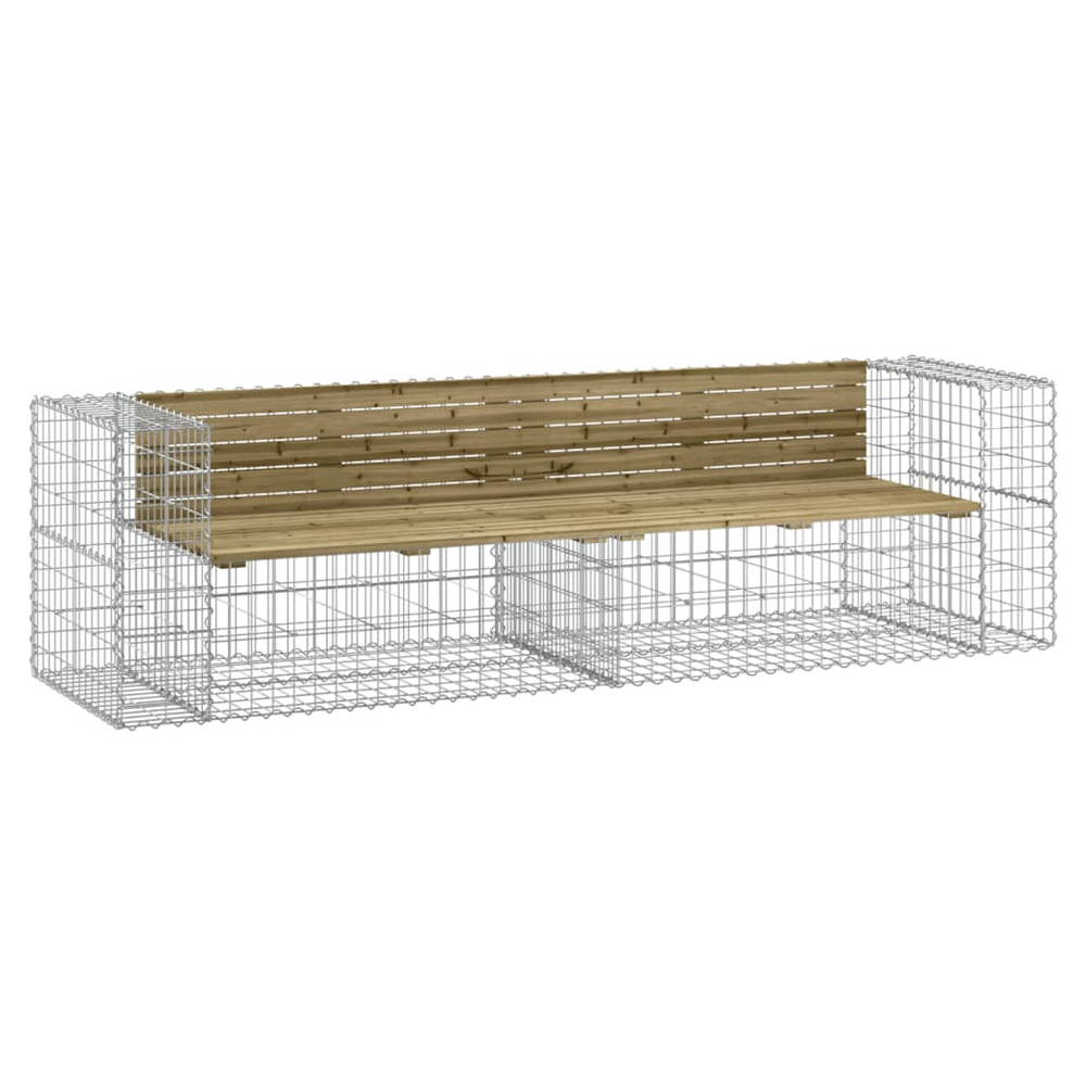 vidaXL Garden Bench Gabion Design 244x71x65.5 cm Impregnated Wood Pine - anydaydirect