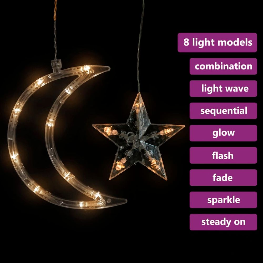 Star and Moon Fairy Lights Remote Control 138 to 345 LED Blue, Colourful, Warm & Cold White - anydaydirect