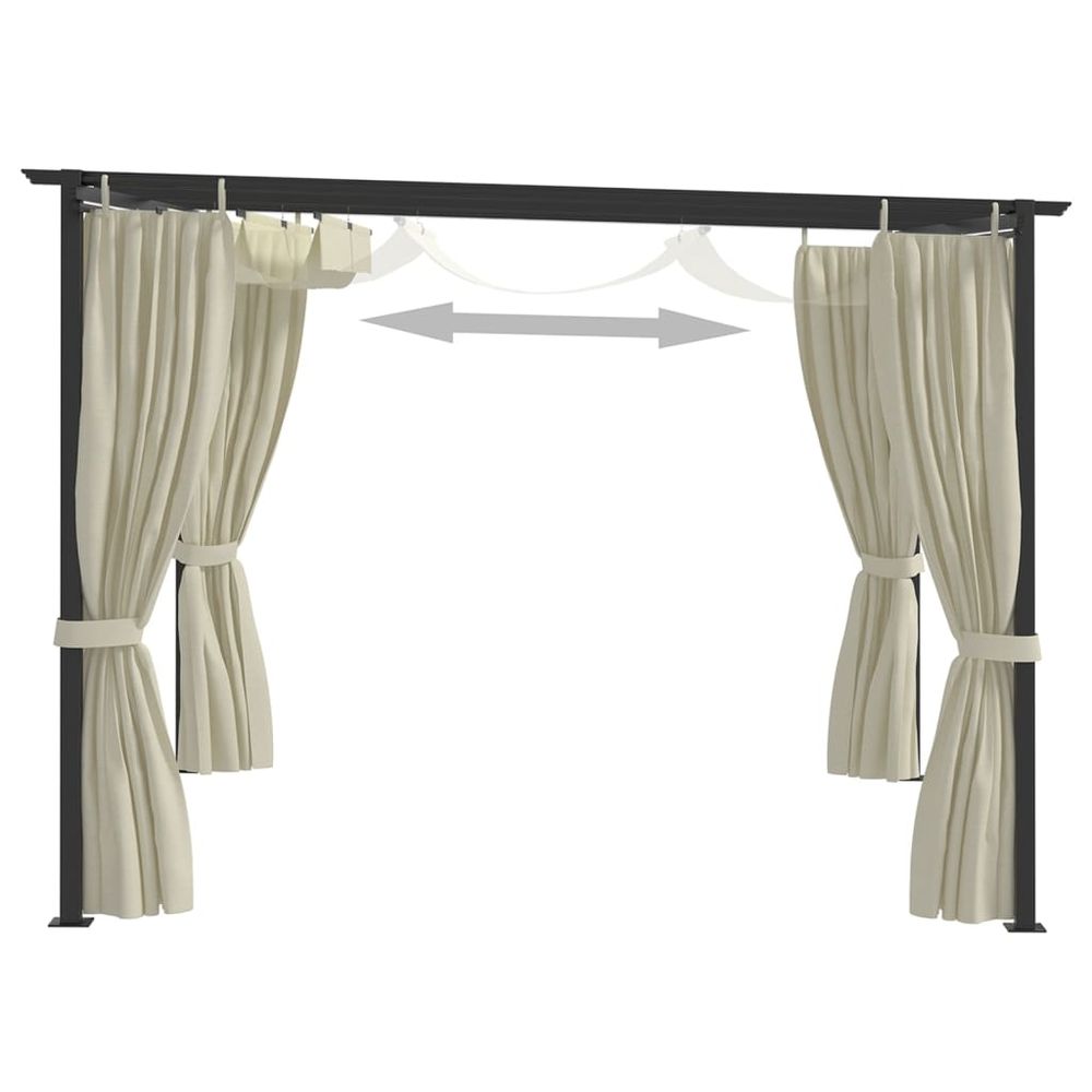 Gazebo with Curtains 3x3 m Cream Steel - anydaydirect