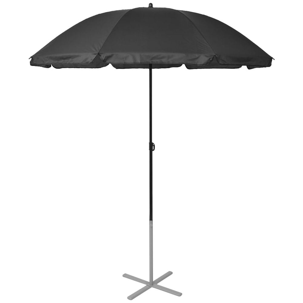 Sun Loungers with Umbrella Aluminium Black - anydaydirect