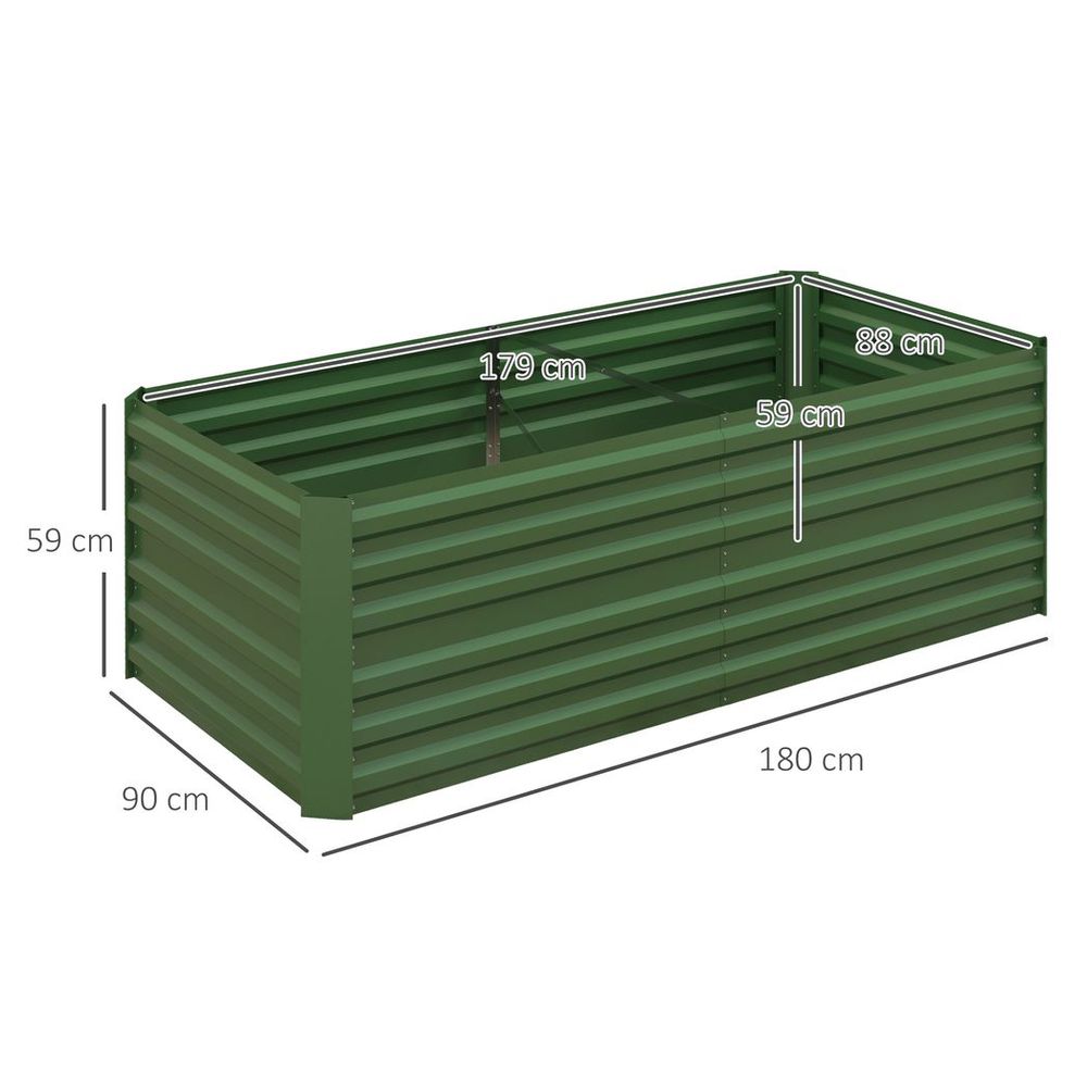 Outsunny Galvanised Steel Outdoor Raised Bed w/ Reinforced Rods, Green - anydaydirect