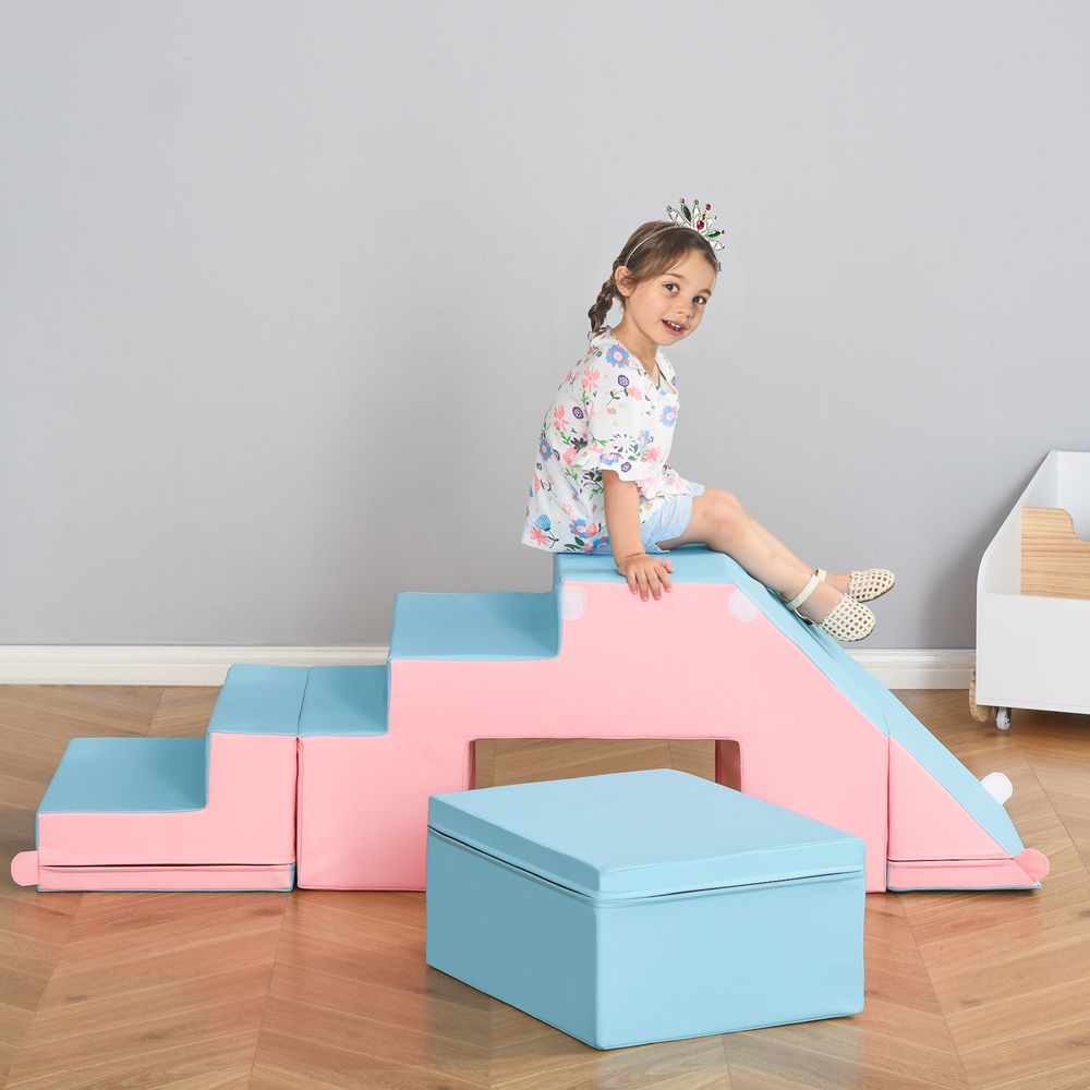 2-piece Soft Play Set Baby Foam Climber Block Toy Toddler 1-3 Years HOMCOM - anydaydirect