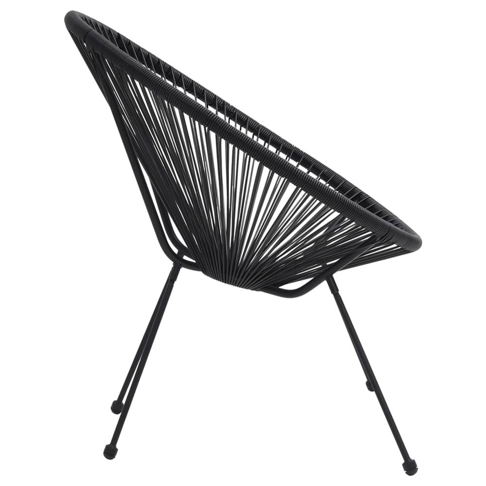 Garden Moon Chairs 2 pcs Rattan Black - anydaydirect