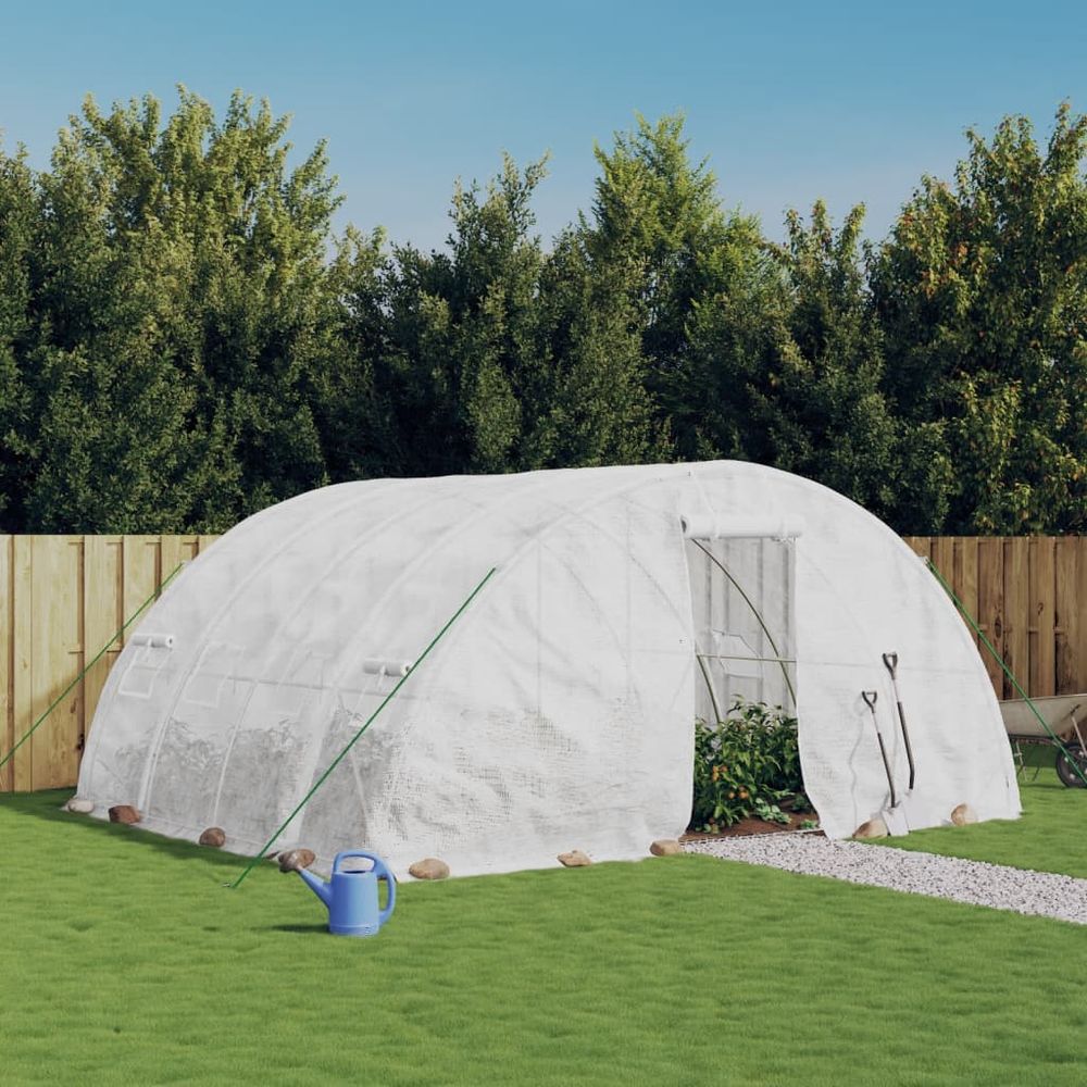 vidaXL Greenhouse with Steel Frame White 20 m² 5x4x2.3 m - anydaydirect