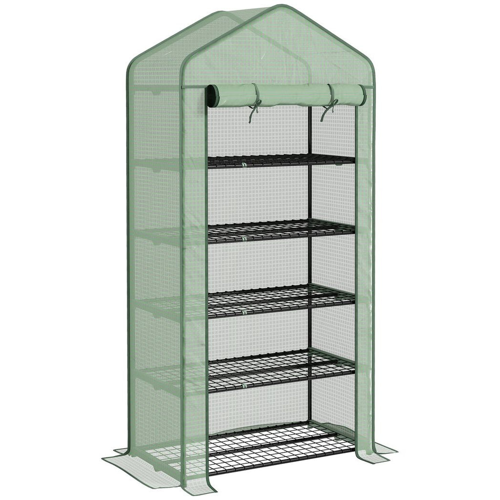 Outsunny Widened Mini Greenhouse 5 Tier Green House, 193H x 90W x 49Dcm, Green - anydaydirect