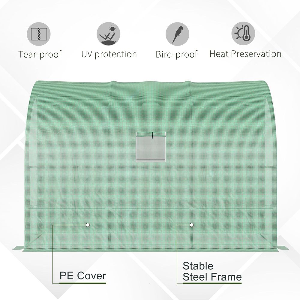 Walk-In Greenhouse PE Cover and 3-Tier Shelves, Green, 300x150x213 cm - anydaydirect