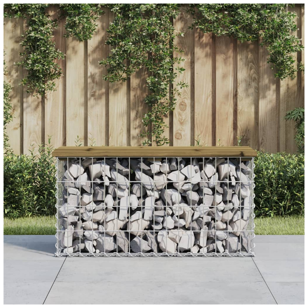 vidaXL Garden Bench Gabion Design 83x31.5x42 cm Impregnated Wood Pine - anydaydirect