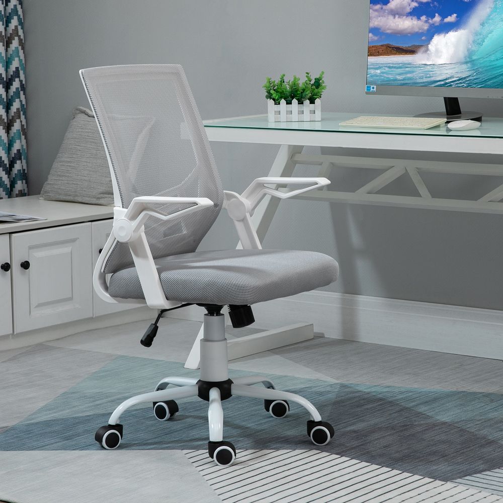 Mesh Swivel Office Chair Task Computer Chair w/ Lumbar Support, Grey Vinsetto - anydaydirect