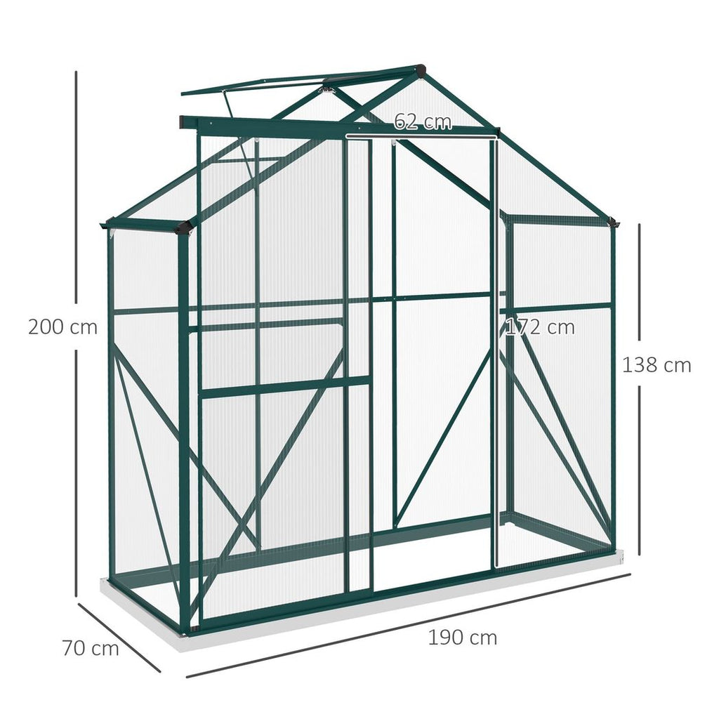 Outsunny 6 x 2.5ft Polycarbonate Greenhouse Aluminium Green House, Green - anydaydirect