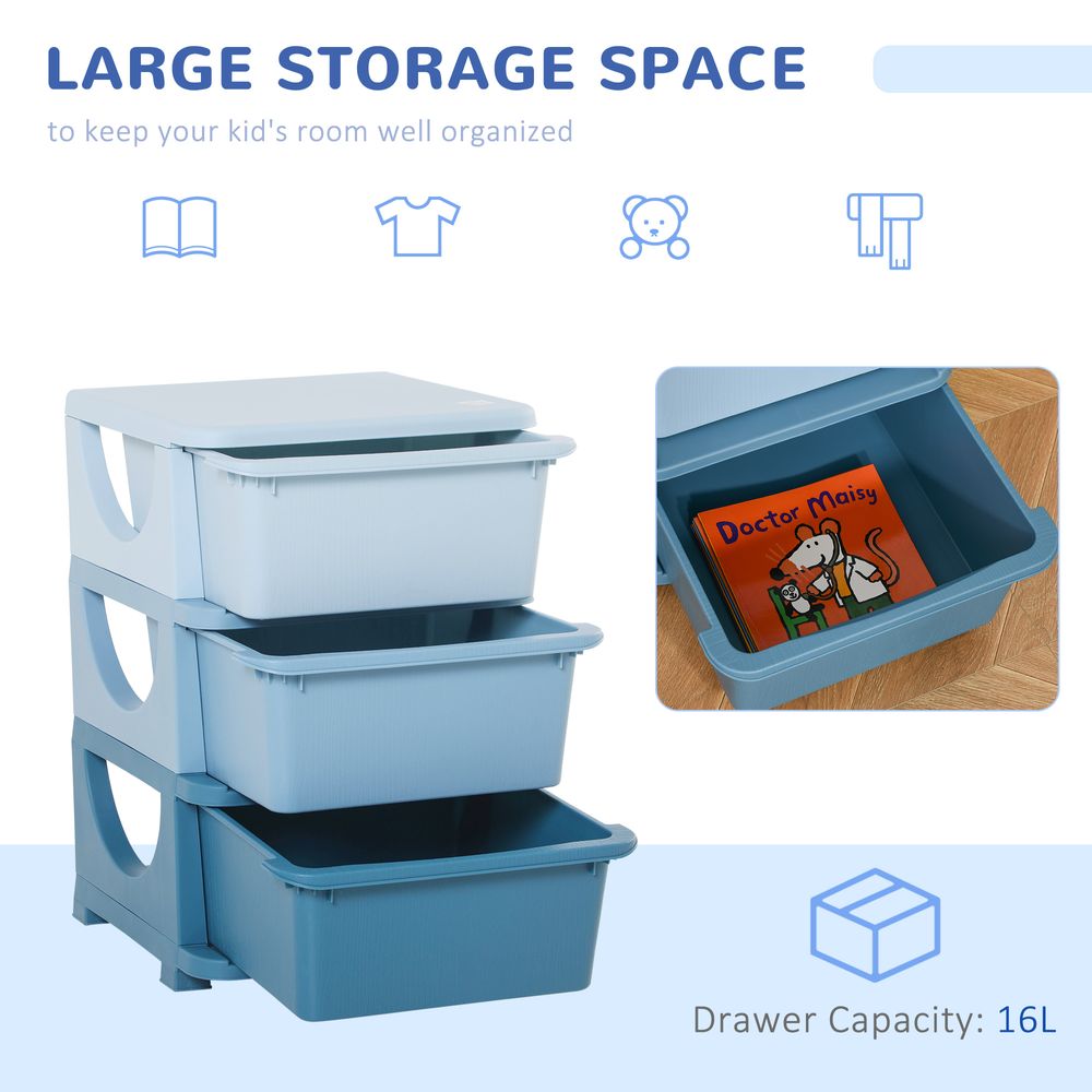 Kids Storage Units with Drawers 3 Tier Chest Vertical Dresser Tower - anydaydirect