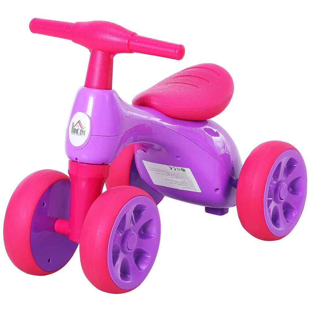 Baby Balance Bike Toddler Safe Training 4 Wheels Storage Bin Violet - anydaydirect