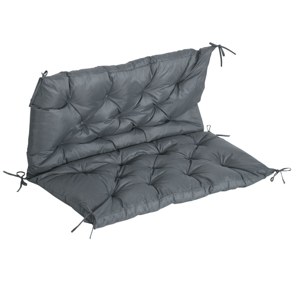 2 Seater Garden Bench Cushion Outdoor Seat Pad with Ties Dark Grey - anydaydirect