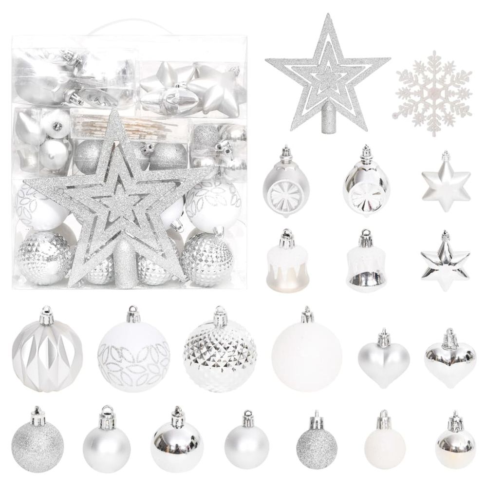 65 Piece Christmas Bauble Set Pink/Red/White - anydaydirect