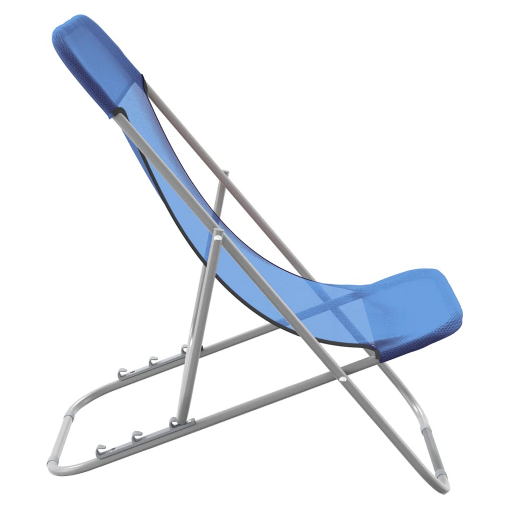 vidaXL Folding Beach Chairs 2 pcs Blue Textilene&Powder-coated Steel - anydaydirect