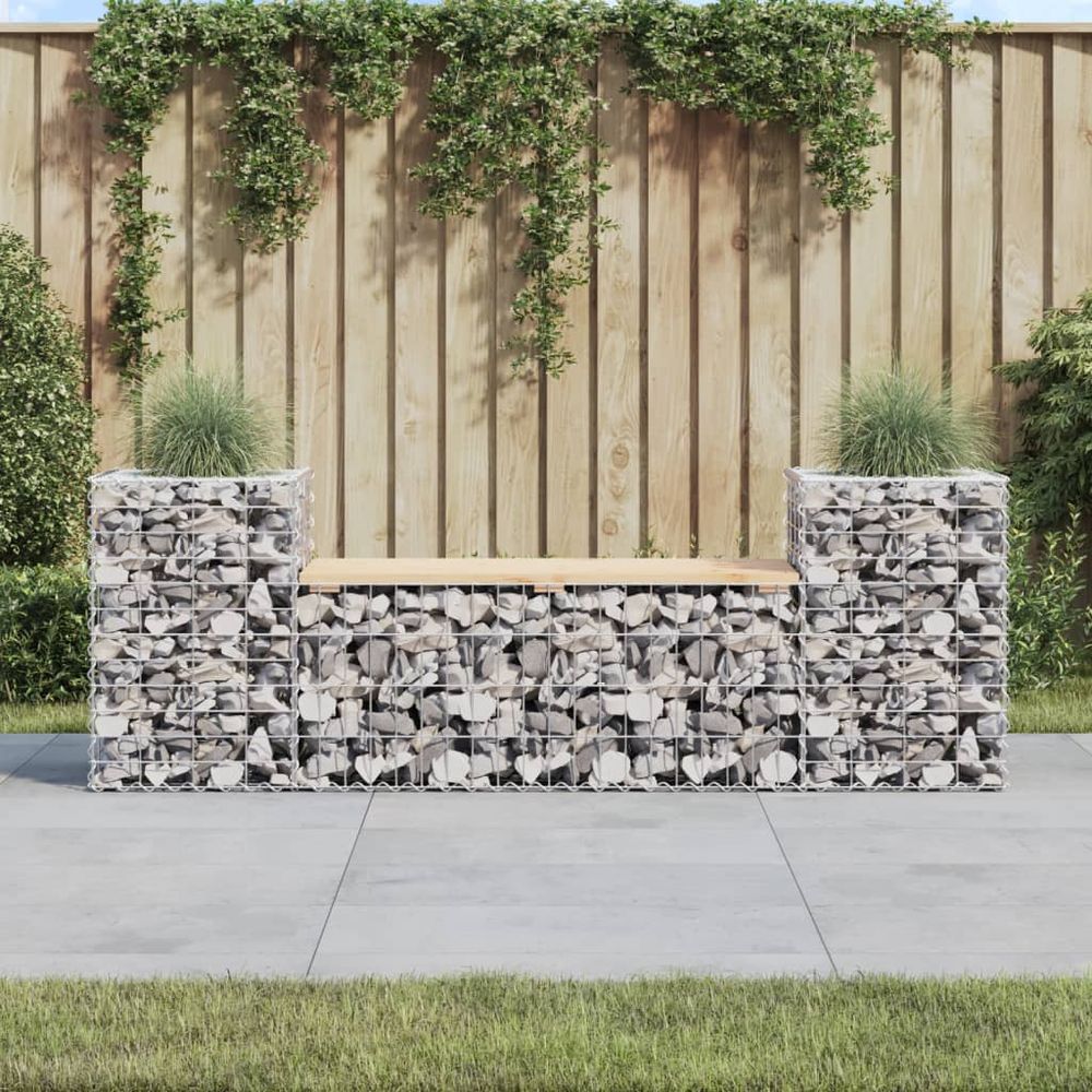 vidaXL Garden Bench Gabion Design 183x41x60.5 cm Solid Wood Pine - anydaydirect