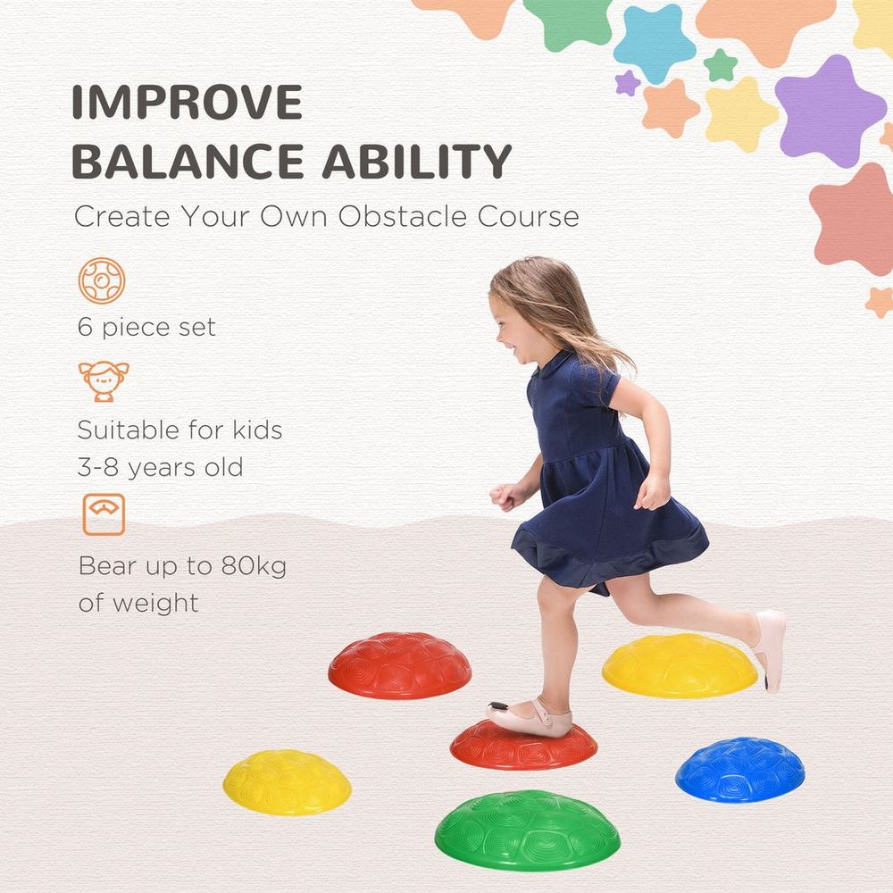 ZONEKIZ Balance River Stones w/ Non-Slip Mats for Ages 3-8 Years - anydaydirect