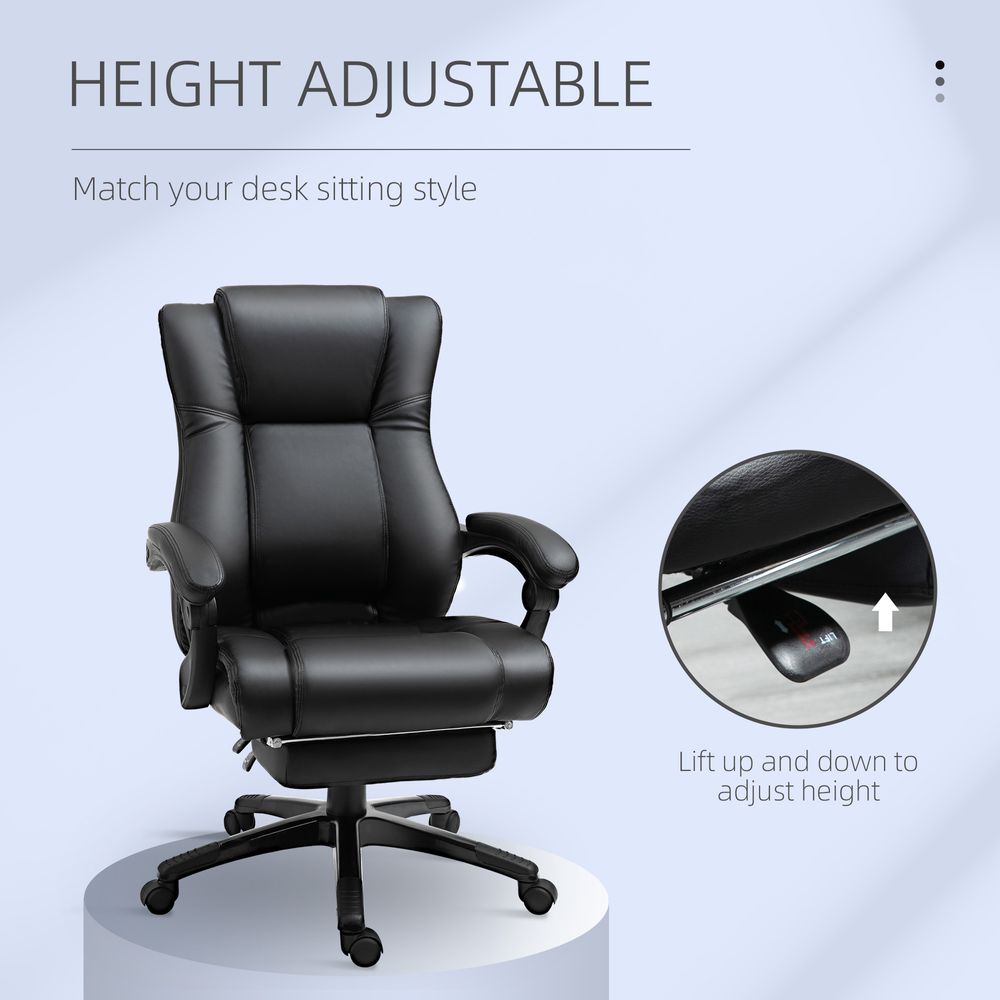 Executive Home Office Chair High Back Recliner, w/ Foot Rest, Black Vinsetto - anydaydirect