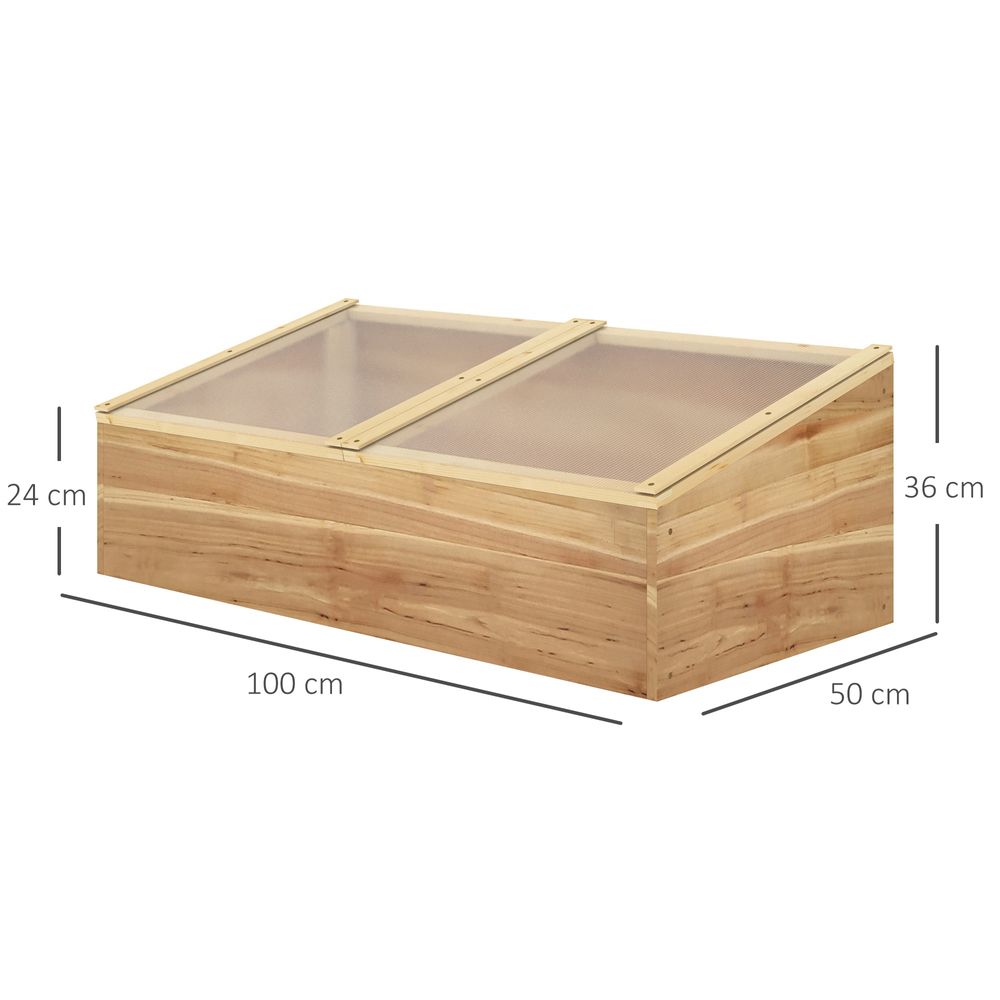 Wooden Cold Frame Greenhouse Grow House, 100 x 50 x 36 cm, Natural - anydaydirect