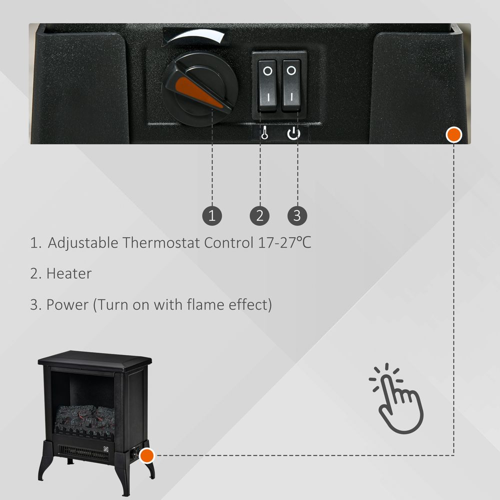 Electric Fireplace Stove Heater Adjustable Temperature and Overheat Protection - anydaydirect